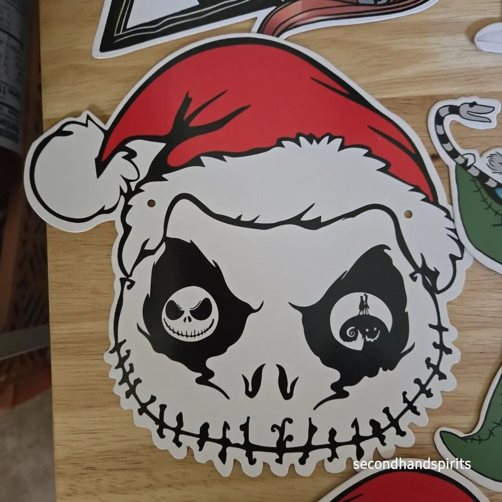 Nightmare Before Christmas DIY Banner Kit - Holiday Cardstock Cutouts & Raffia
